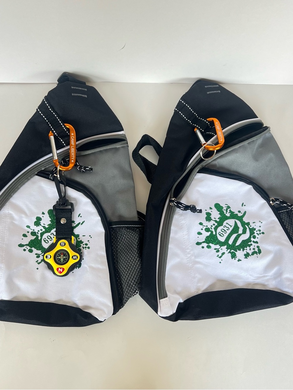 2 Girl Scouts Camp Liberty Sling Backpacks With Carabiners